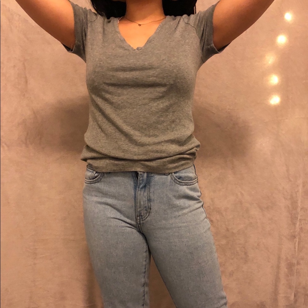 soft grey v-neck